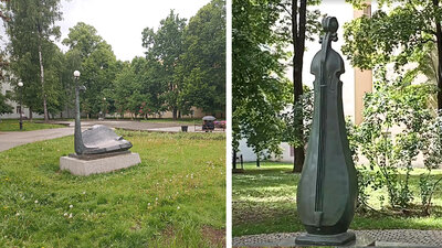 Открыта скульптурная композиция «Первая скрипка» в саду Андрея Петрова